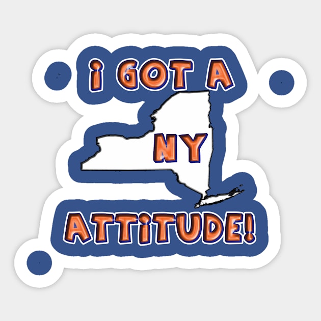 New York Attitude~orange and blue Sticker by DesigningJudy